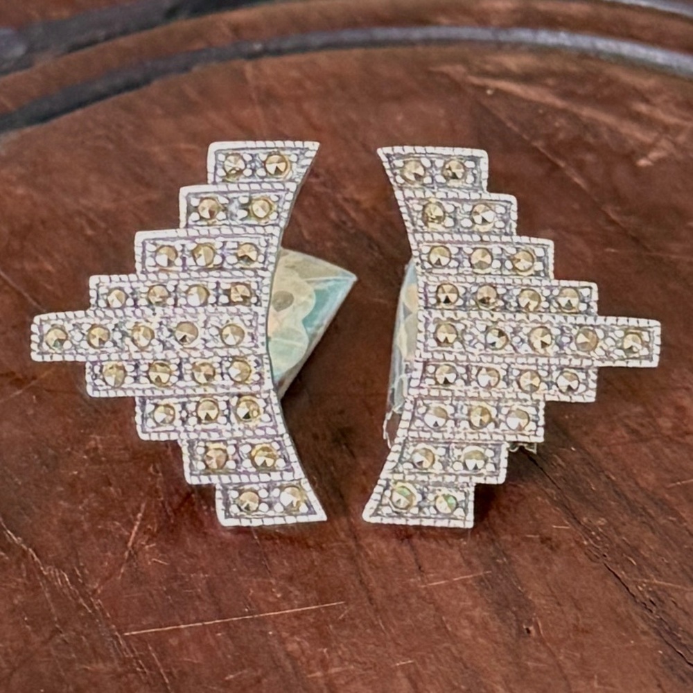 Vintage Silver Art Deco Earrings